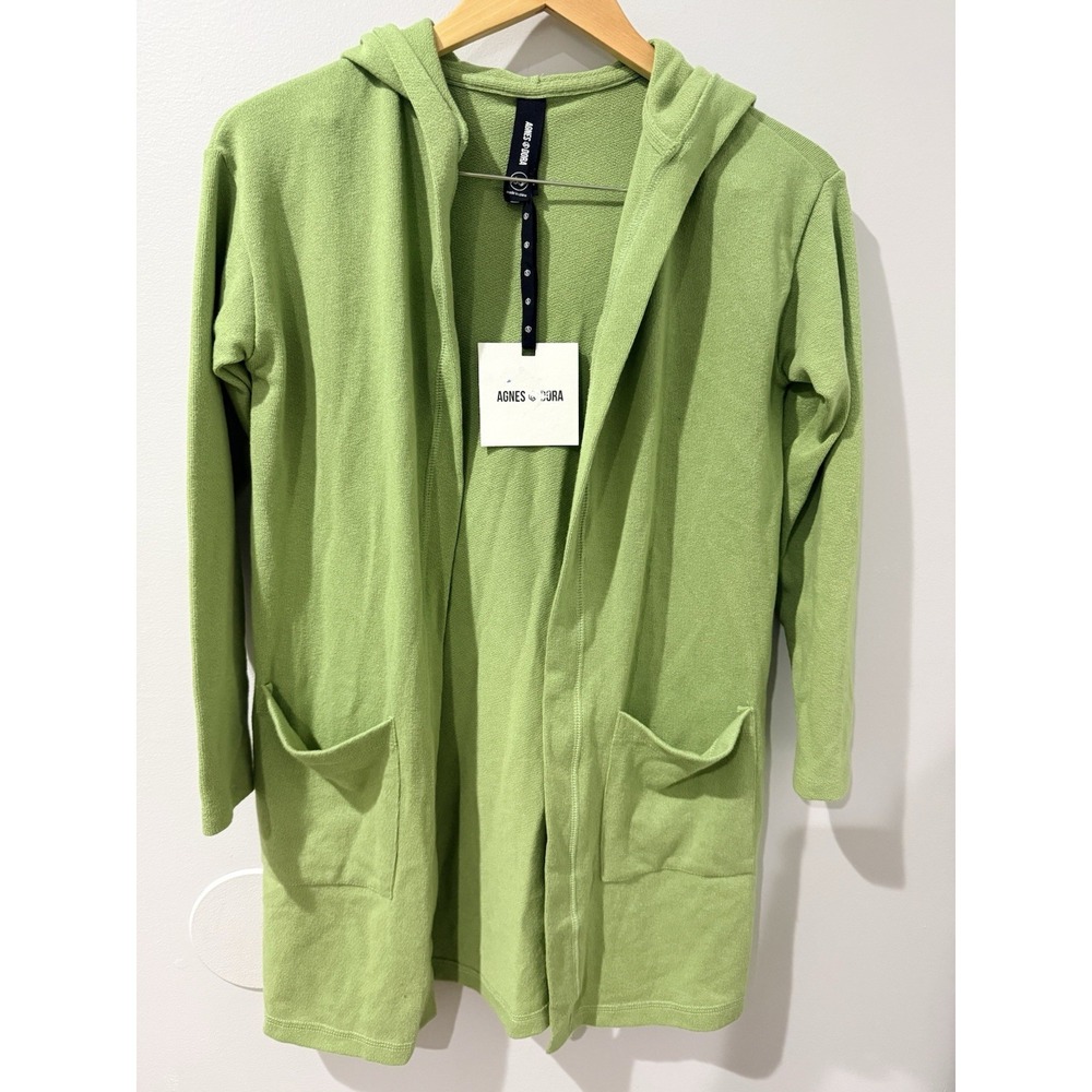 Agnes & Dora Forever Cardi Open Front Cardigan Green Hooded Size XXS S